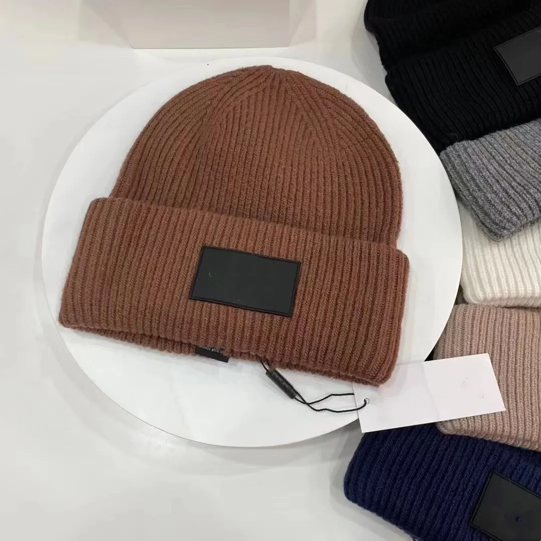 2023 Solid Thickened Knitted Cap Soft Real Rabbit Fur Three-Fold Soft Style Beanie Hat Lady Autumn Winter Outdoor Sport Warm Cap