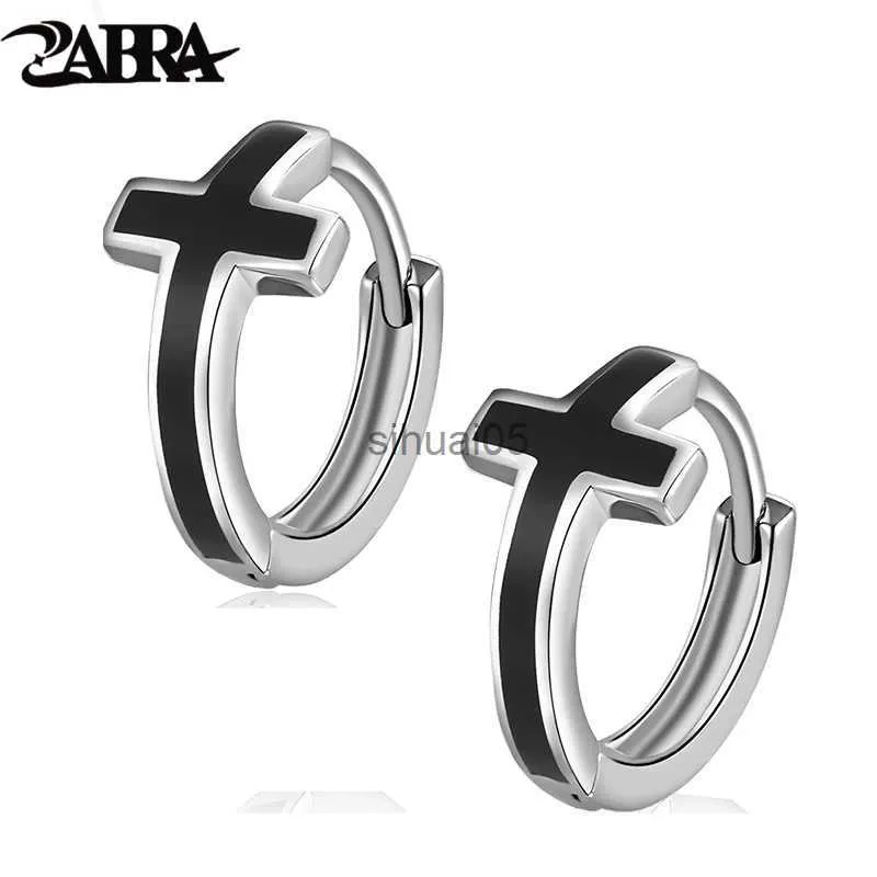 Stud ZABRA 925 Clip per orecchio in argento Orecchini moda femminile Piccolo nero Uomo Donna Bianco Punk Rock Anello Croce Maschio YQ231026