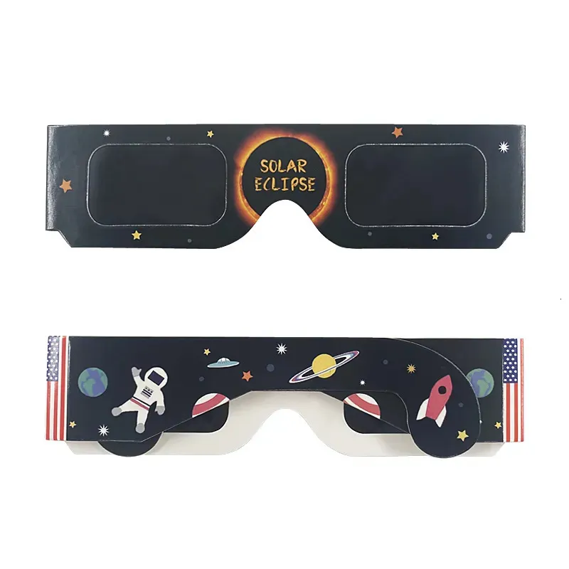 Lunettes 3D 500 pièces/lot, lunettes solaires sûres en papier 3D, lunettes de visualisation d'éclipse solaire sûres, vente en gros 231025