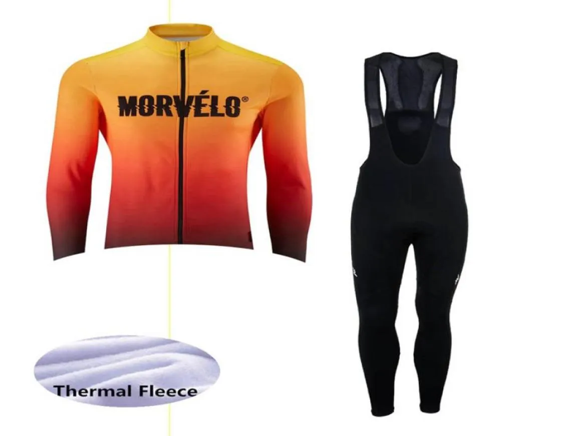 Camisa de ciclismo Morvelo inverno térmico Fleecehombre manga longa Pro camisa de ciclismoBycle bib calças compridas Conjuntos roupas de ciclismo de inverno 89686778