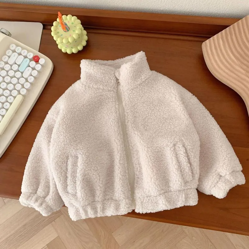 Jackets Girls Coat Cloud Fur 0-5 Years Old Winter Children Korean Version Plus Fleece Warming White