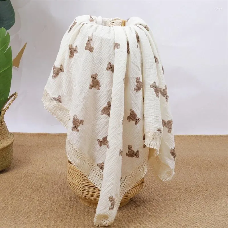 Одеяла медвежьи муслиновые квадраты хлопковые детские одеяло для рожденных пенько