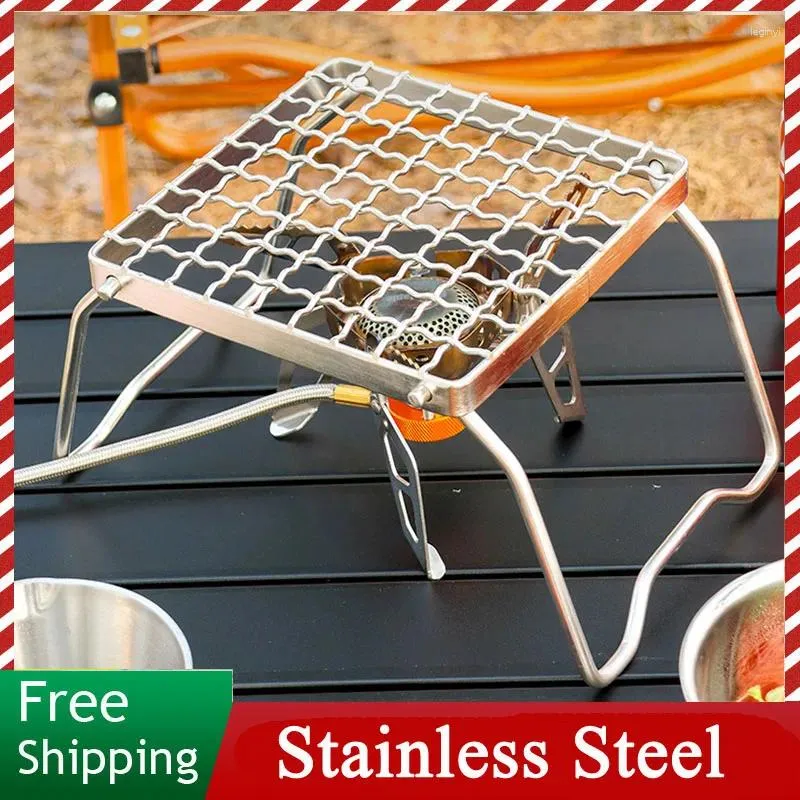 Tools Multifunctional Folding Campfire Grill Portable Stainless Steel Camping Grate Gas Stove Stand Outdoor Wood