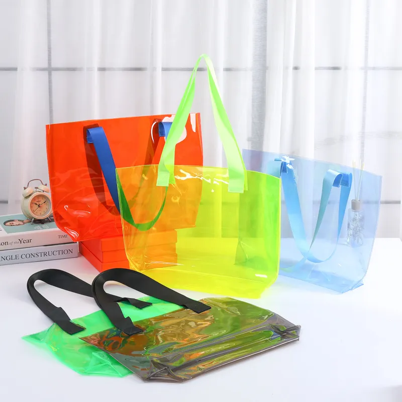 Borsa tote di grandi dimensioni Borse per la spesa trasparenti Borsa a tracolla Borsa di stoccaggio impermeabile in PVC per sacchetti di plastica LX6196