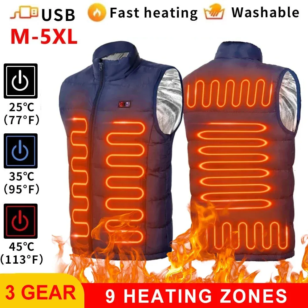 Men's Vests Electric Heated Vest for Men and Women Thermal Coat Warm Jackets USB Rechargeable Bicycle Heating Vest Winter 231026