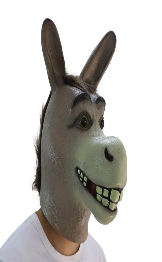 Engraçado adulto assustador engraçado burro cabeça de cavalo máscara látex halloween animal cosplay zoológico adereços festa festival traje máscara8779219