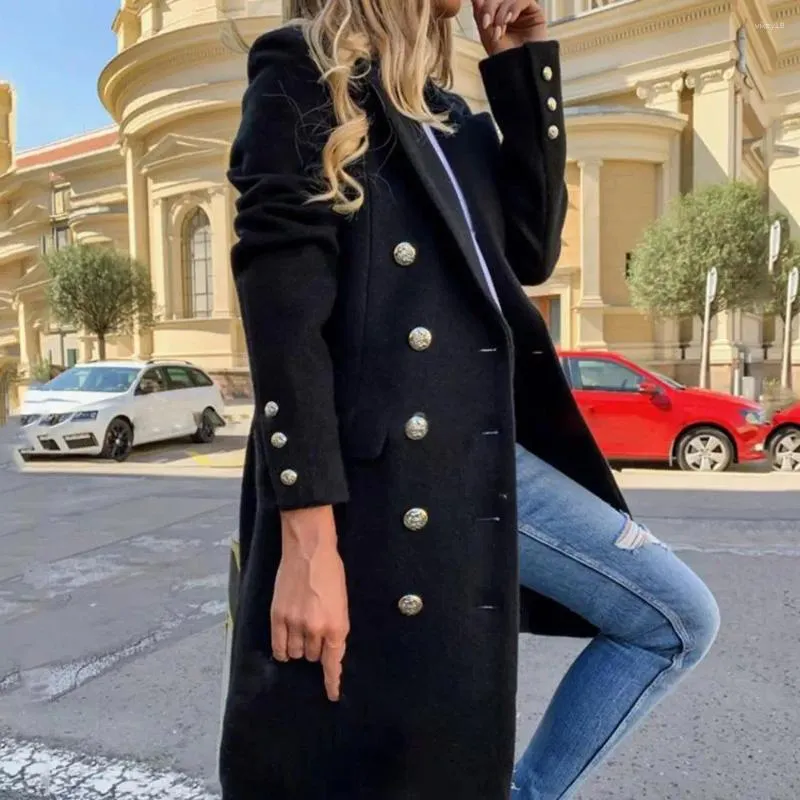 Kvinnors dike rockar Stylish Women Overcoat Breattable Greatcoat Slim Fit Long Sleeve Casual Double Breasted