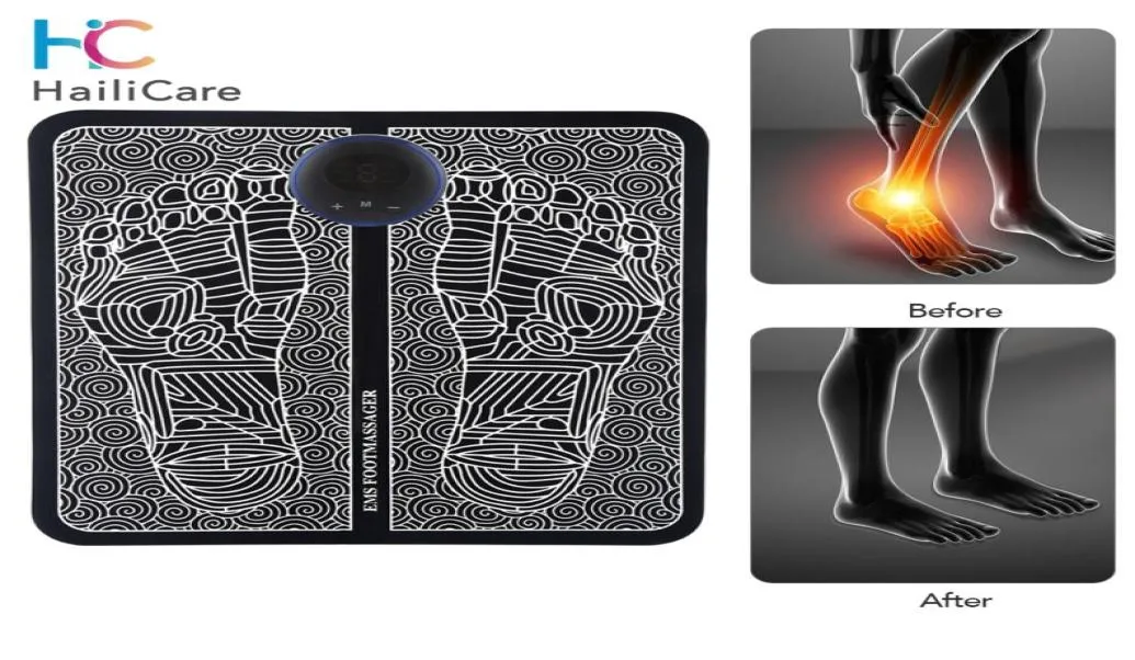 Fotmassager Electric EMS Foot Massager Mat Fötter Muskelstimulator Fotmassage Pad Förbättra blodcirkulationen Lindra Ache Pain H4060514