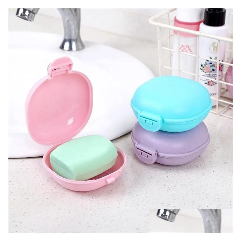 Soap Dishes Plastic Travel Box With Lid Portable Bathroom Aroon Soaps Dish Boxes Holder Case 5 Colors Sn5261 Drop Delivery Home Garden Dhcsz