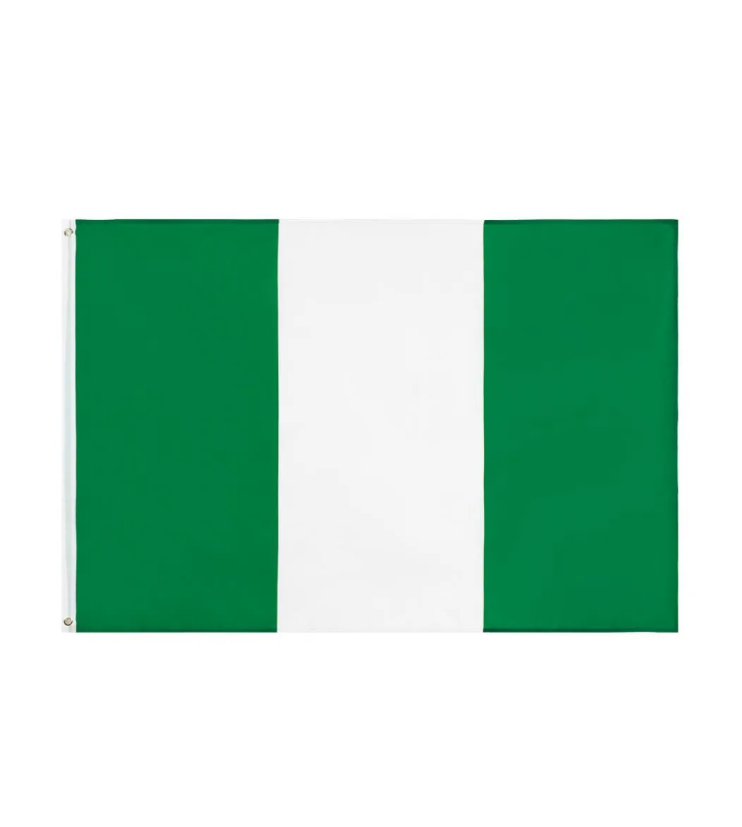 Shpping in Stock Nations Flags 3x5ft 90x150cm Green White Nga Ng Nigeria Flag of Nigerian Banner för inomhus utomhusdekoratio1042121