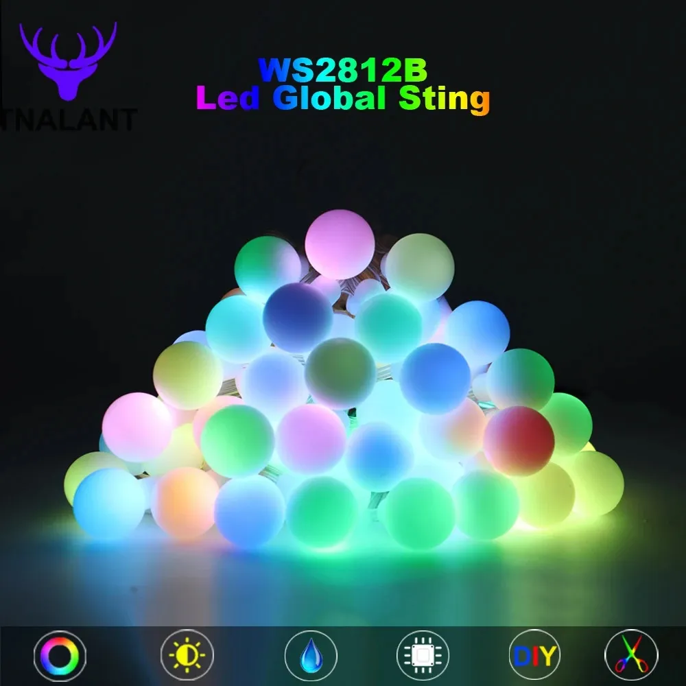 Autres fournitures de fête d'événement WS2812B adressable individuellement LED boule ronde chaîne colorée globe lumière décoration d'anniversaire de Noël IP67 231026
