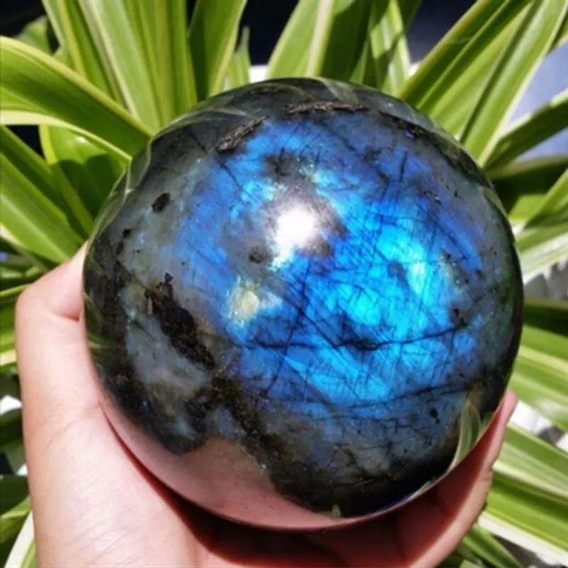 NATUURLIJKE Labradoriet Kristallen bol blauw Orb Edelsteen3140