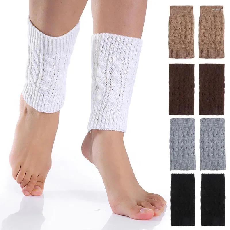 Chaussettes courtes et douces pour femmes, manchettes de bottines tricotées, couvre-pieds, mode filles, chaudes, pour l'extérieur, Crochet, haute élasticité