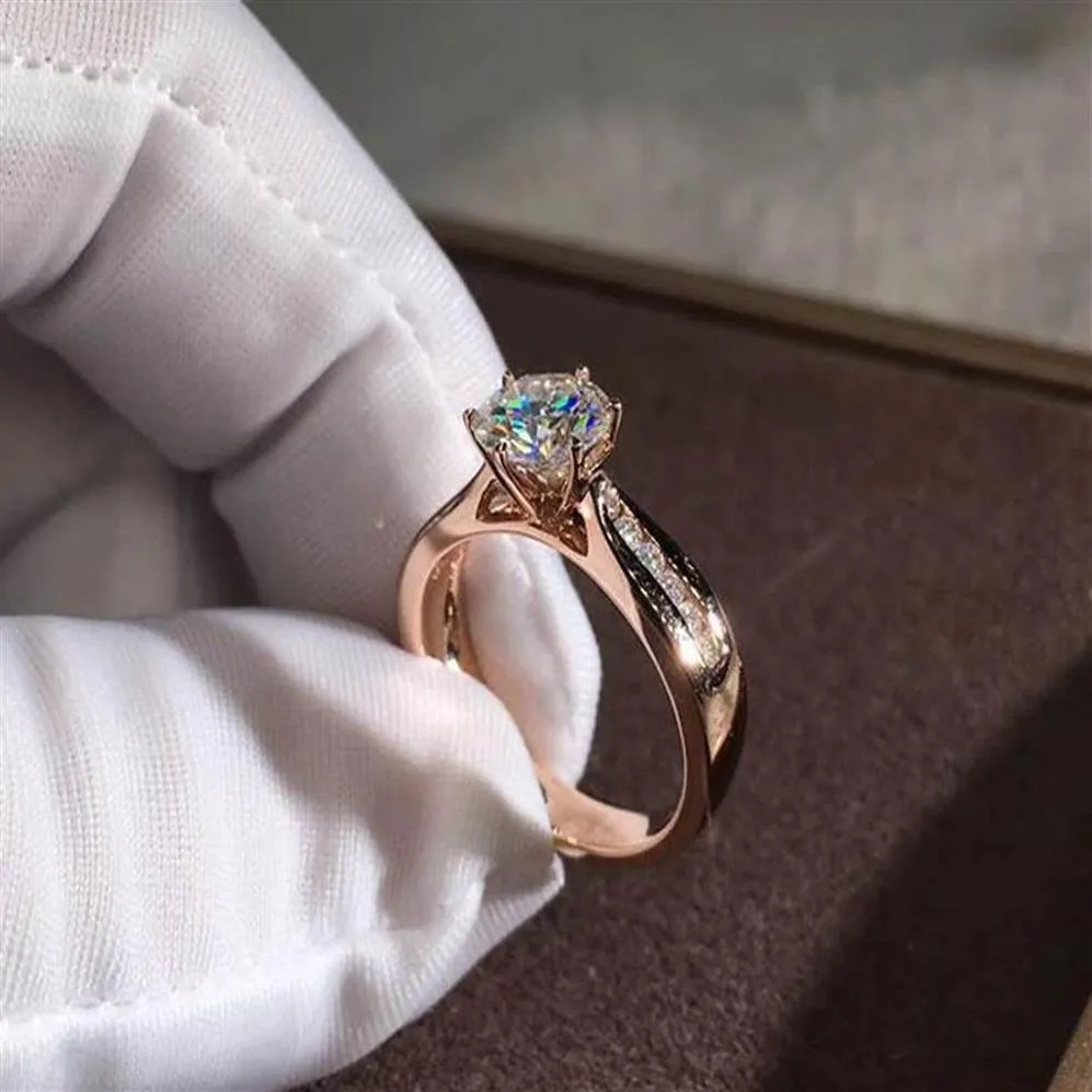 Klasyczna szósta biżuteria mody 925 Sterling SilverRose Gold wypełnienie wysokiej jakości Diamond Eternity Women Wedding zaręczyny 258W