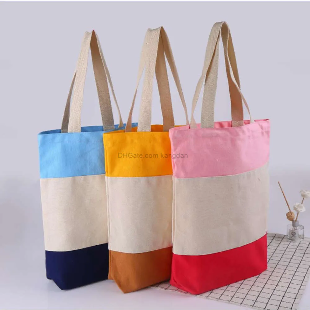 Förvaringspåsar 35x10x40cm Tricolor Canvas Blank Shopping Tote Återanvändbar bomullsgreck Högkapacitet Bag SN4474