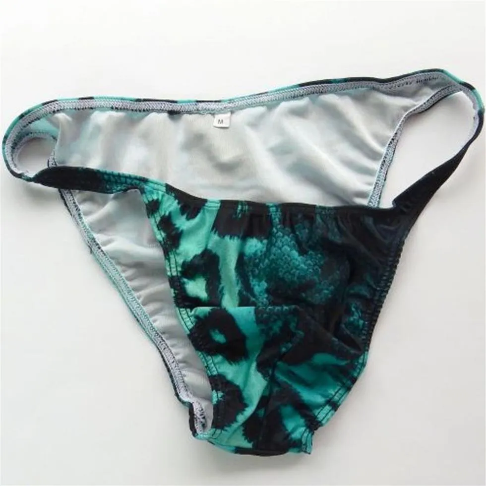 Mens String Bikini Fashional trosor G3774 Front Pouch Moderate Back Tiger Fur Prints Swimsuit Tyg Underwear2410