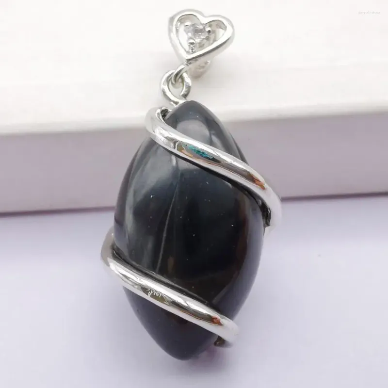 Pendanthalsband Black Agate Stone Bead Gem Horse Eye Jewelry for Woman Gift S515