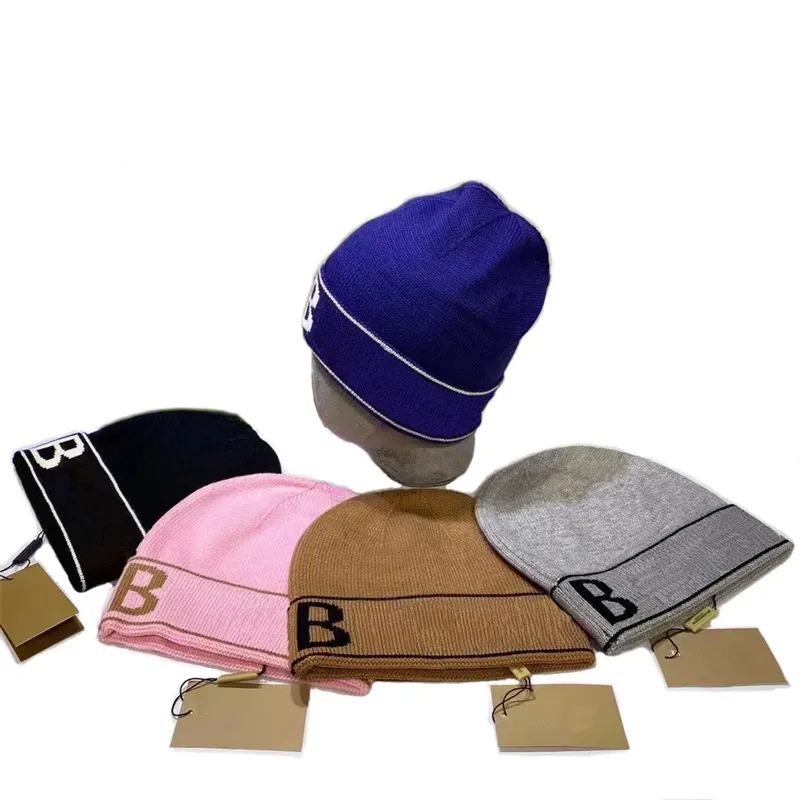 Tasarımcı Örgü Beanie Şapka Erkekler ve Kadınlar Yeni Mektup B Trend Sıcak Sonbahar Kış Sıcak Moda Eşleştirme Çiftler Şapka