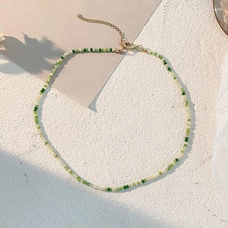 Choker Chokers Delicate Boho Bohemian Seed Bead Necklace Multi Green Beaded Dainty Jewelry For Women GiftsChokers
