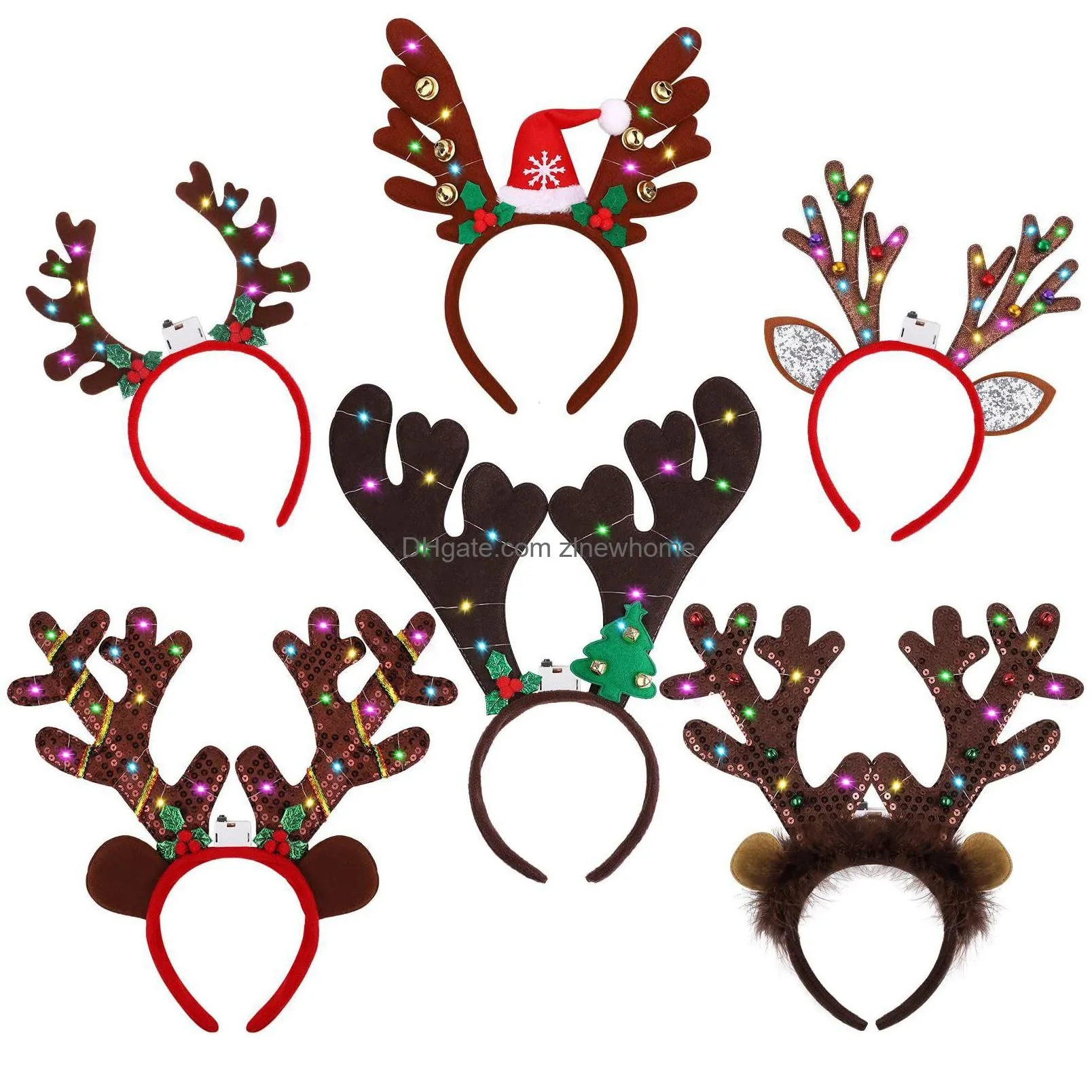 Décorations de Noël L LED Bandeau Renne Antlers Light Up Headwear Accessoires de costume pour la fête de Noël Drop Del FFSHOP2001 DHMVH