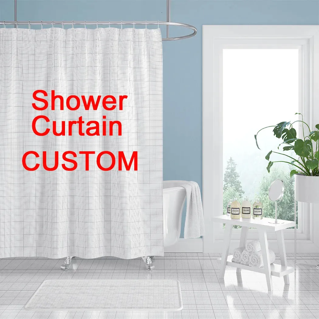 Shower Curtains Customized Shower Curtain Bedding Custom Po Waterproof Bathroom Curtain Odor Free Polyester Decorative Bathroom with Hooks 231025