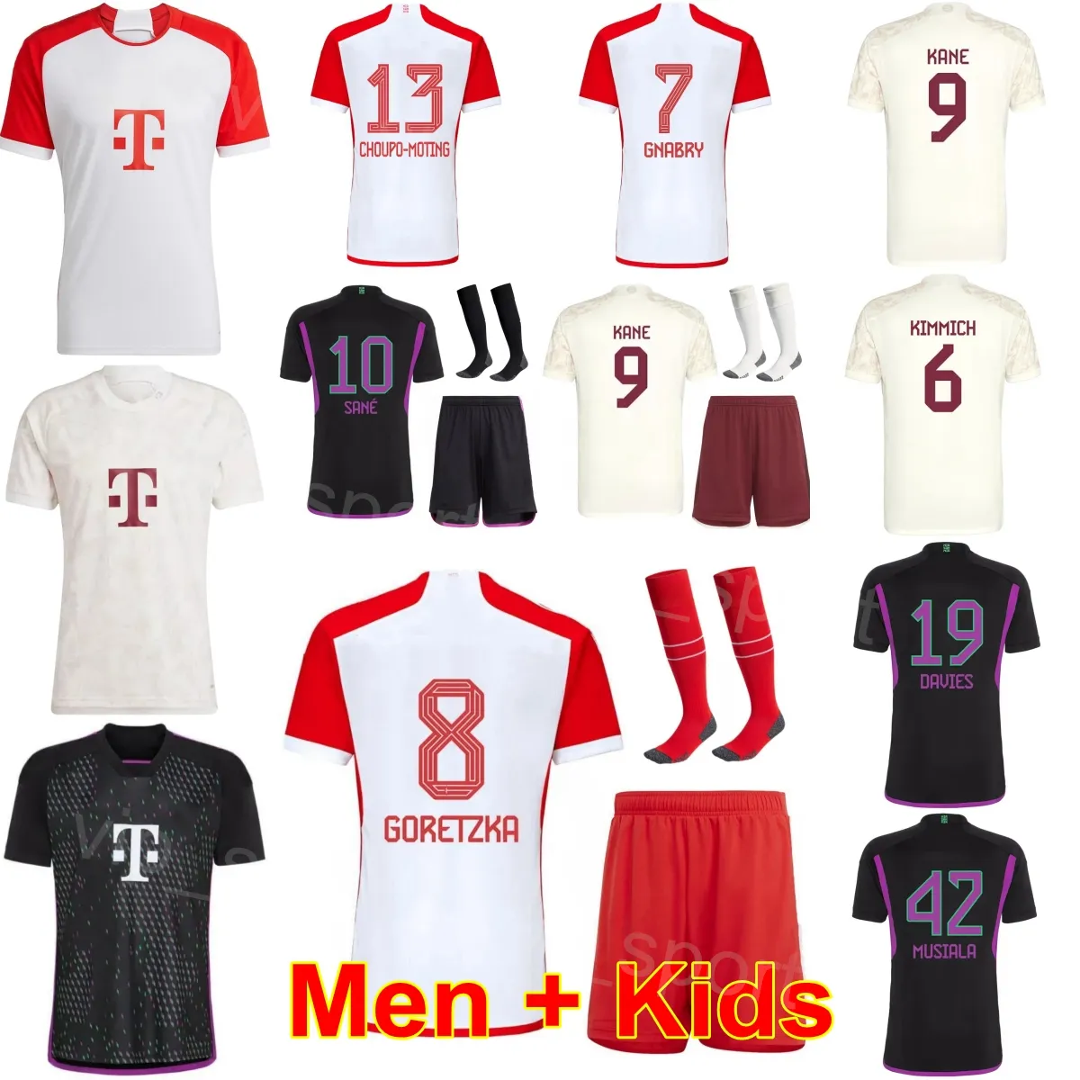 Hommes Enfants Soccer 8 Leon Goretzka Jersey Club Set 42 Jamal Musiala 25 Thomas Muller 10 Leroy Sane 9 Harry Kane Alphonso Davies Joshua Kimmich Maillot de football 23-24 BaiRen