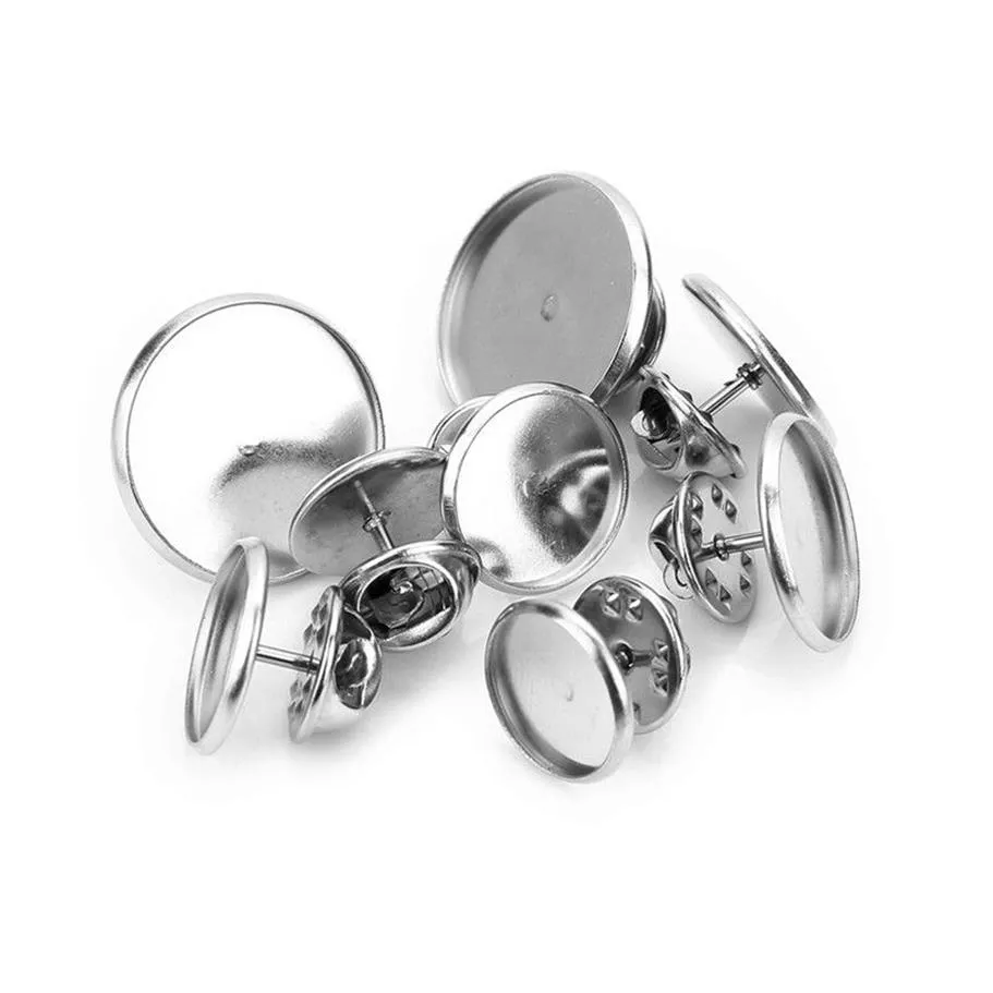 Autres Sauvoo Base de broche en acier inoxydable 12mm 14mm 16mm 18mm 20mm Papillon Tie Tack Blank Pin Tray DIY Jewelry Findings Other189E