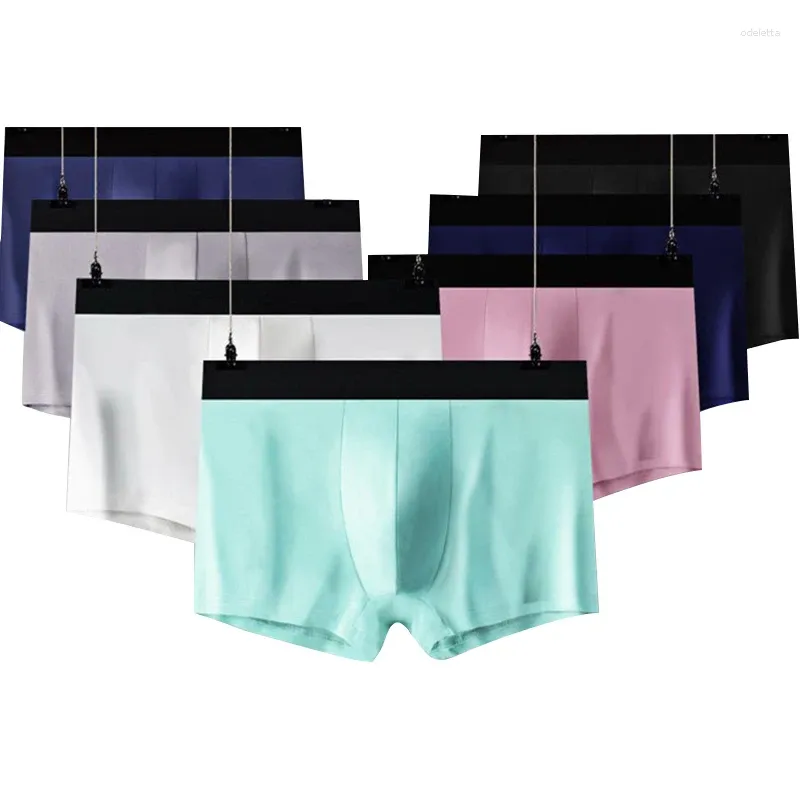 Underpants 7 pcs/lot men boxer briefs 섹시한 남자 팬티 부드러운 통기성 편안한 속옷 좋은 품질의 얼음 실크 남자 속옷