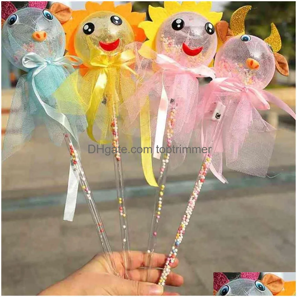 Balloon Christmas Halloween LED Cartoon Transparent Toys Sunflower Cow Night blinkande Lysande handhållna ballonger Party Decoration Drop Dhdcy