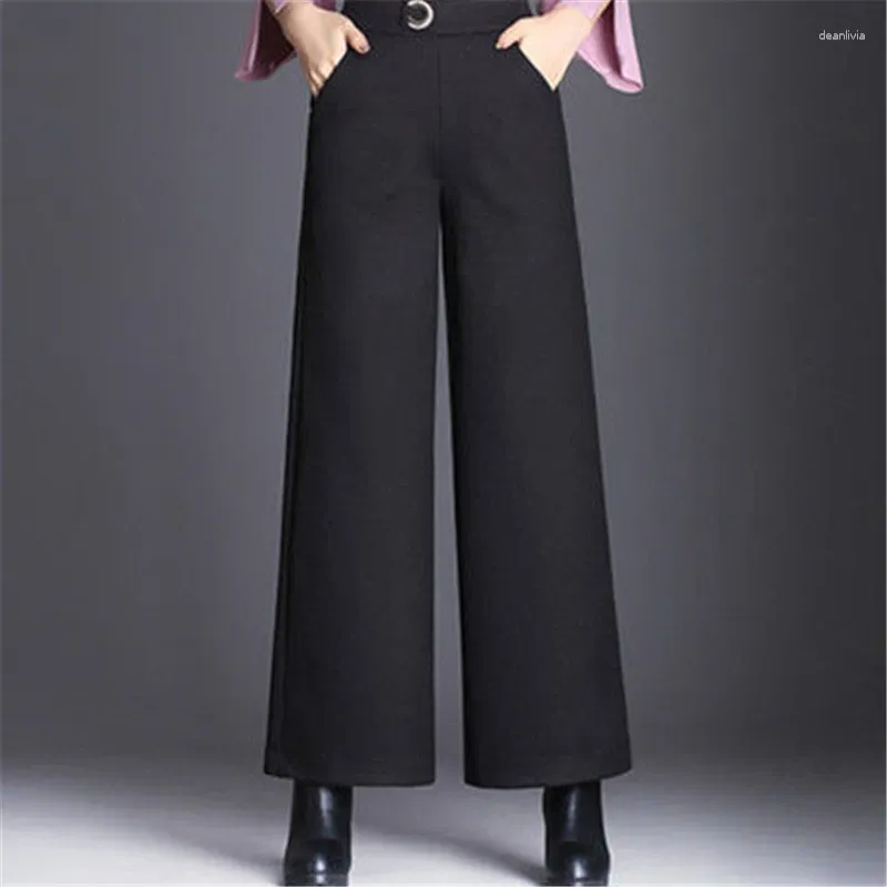 Woolen Trousers Women's Fall/winter High-waist Elastic Striped