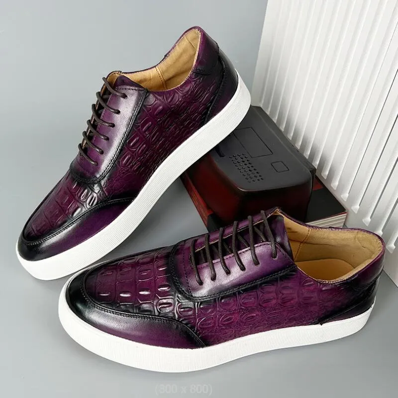 fitted lace wedding dress Bolano Brayden Men's Faux Skin Oxford Lace-Up Dress Shoes - Purple
