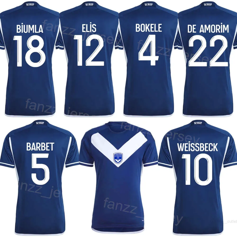 Club Team Soccer 13 Rafal Straczek Jerseys 23-24 Girondins de Bordeaux 20 Pedro Diaz 30 Zuriko Davitashvili 10 Gaetan Weissbeck 5 Yoann Barbet Kits de camisa de futebol