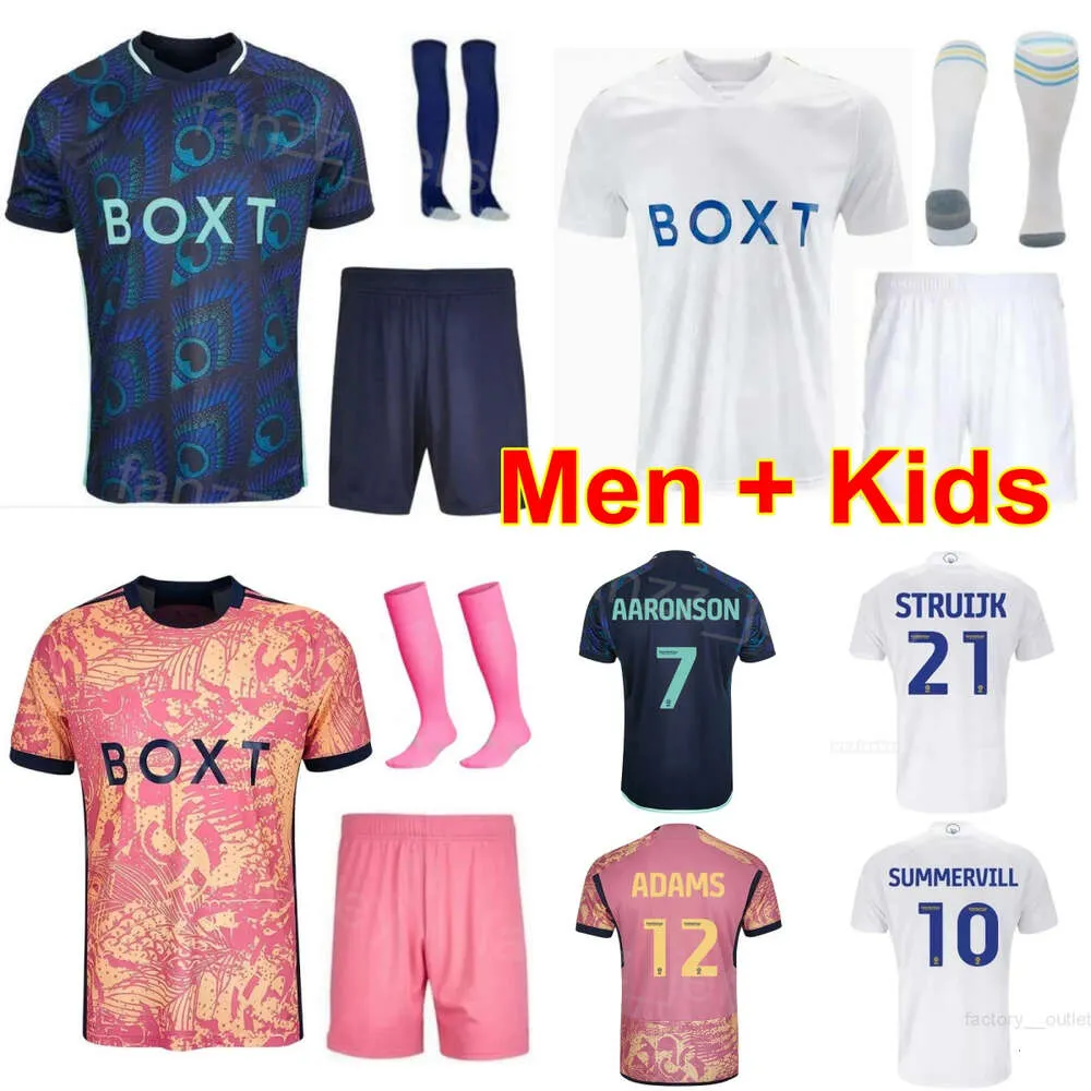 Club Man Youth Leeds Soccer United 2 Luke Ayling Jerseys 25 Sam Byram 10 Crysencio Summerville 24 Georginio Rutter 7 Joel Piroe Illan Meslier Football Shirt Kits 23 24