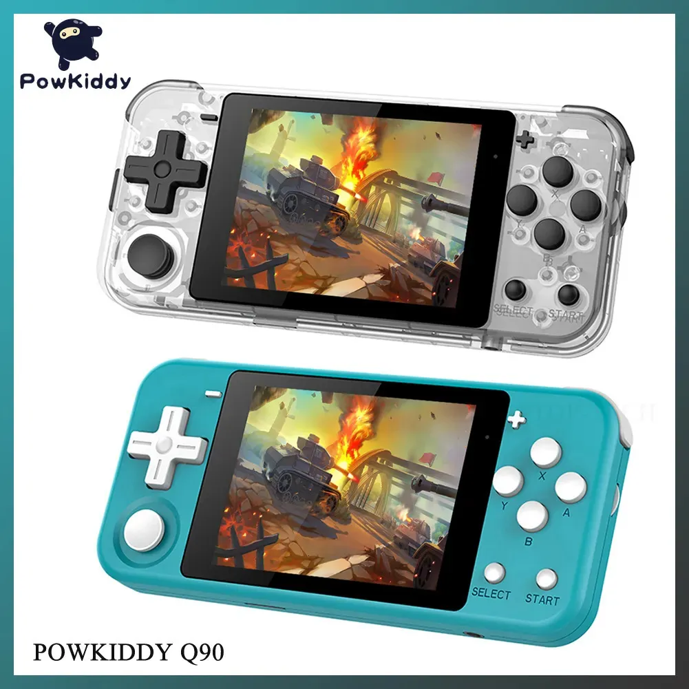 Игровые контроллеры Джойстики POWKIDDY Q90 Портативный игровой плеер в стиле ретро 3,0-дюймовый IPS ЖК-дисплей Классический портативный ретро-плеер 2000 Игры Видеоплеер Игровая консоль 231025