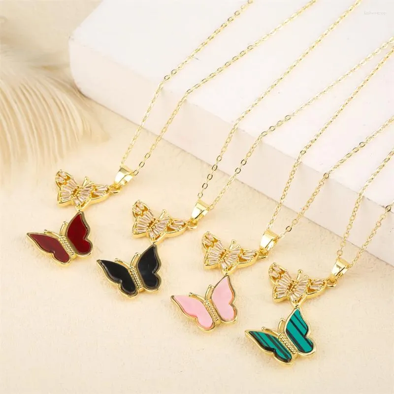 Pendentif Colliers Zircone Cubique Papillon Collier Bijoux Mignon Fille Cadeau Style Coréen Magnifique En Gros Mode Charme Animal