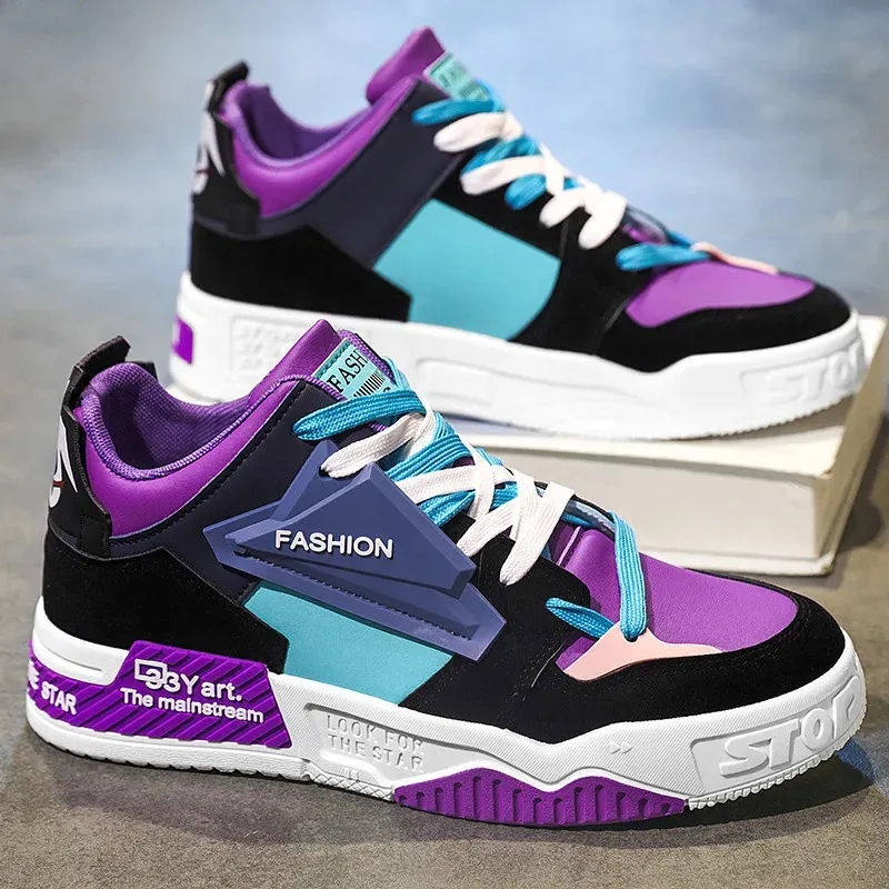 Dress Shoes Winter Leather Mens High Top Sneakers Fashion Platform Purple Woman Stylish Outdoor Laceup Men Skateboard 231025