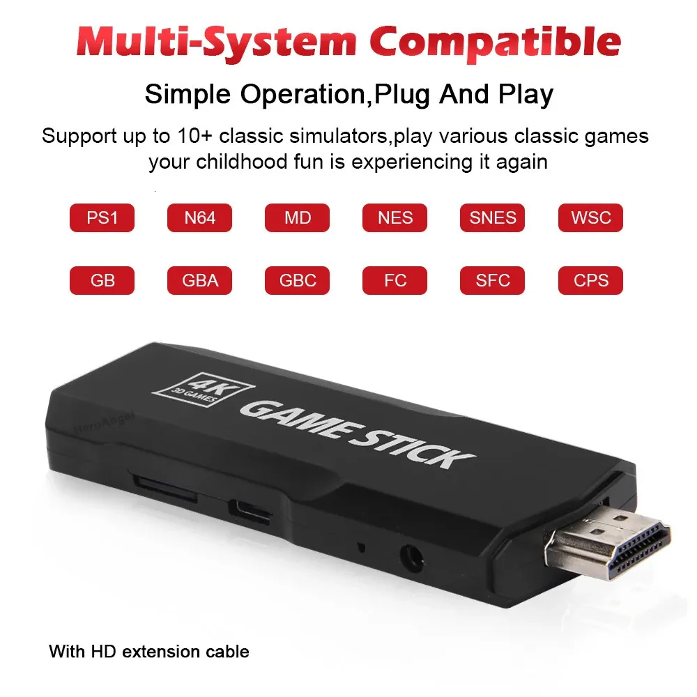 Game Stick 128GB 4k GD10 40000 Games Portable Wireless Controllor  Dropshipping 40 Simuators Retro Video Game