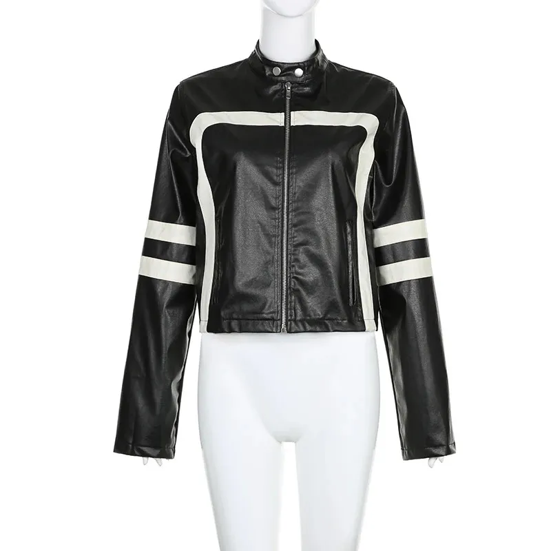 DHgate.com:Womens Faux Leather Moto Jacket, Vintage Y2K