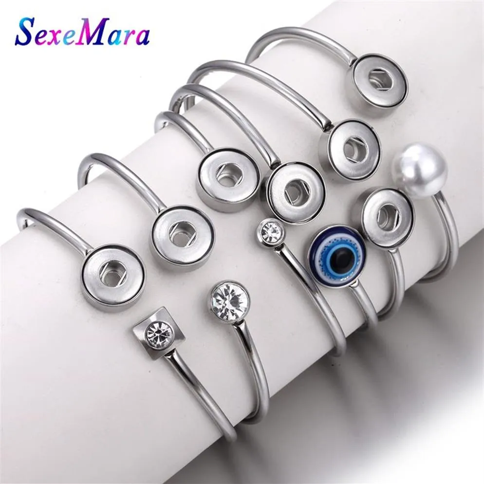 Настоящая нержавеющая сталь подходит для браслетов-браслетов с металлическими кнопками диаметром 12 мм, 6 стилей для женщин268O