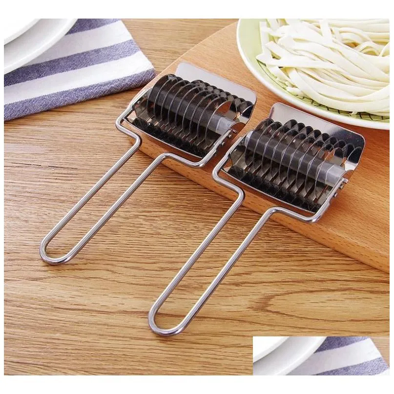 Baking Pastry Tools Stainless Steel Noodle Lattice Roller Shallot Cutter Pasta Spaghetti Maker Hines Manual Dough Press Cooking Sn3362 Dhq1X