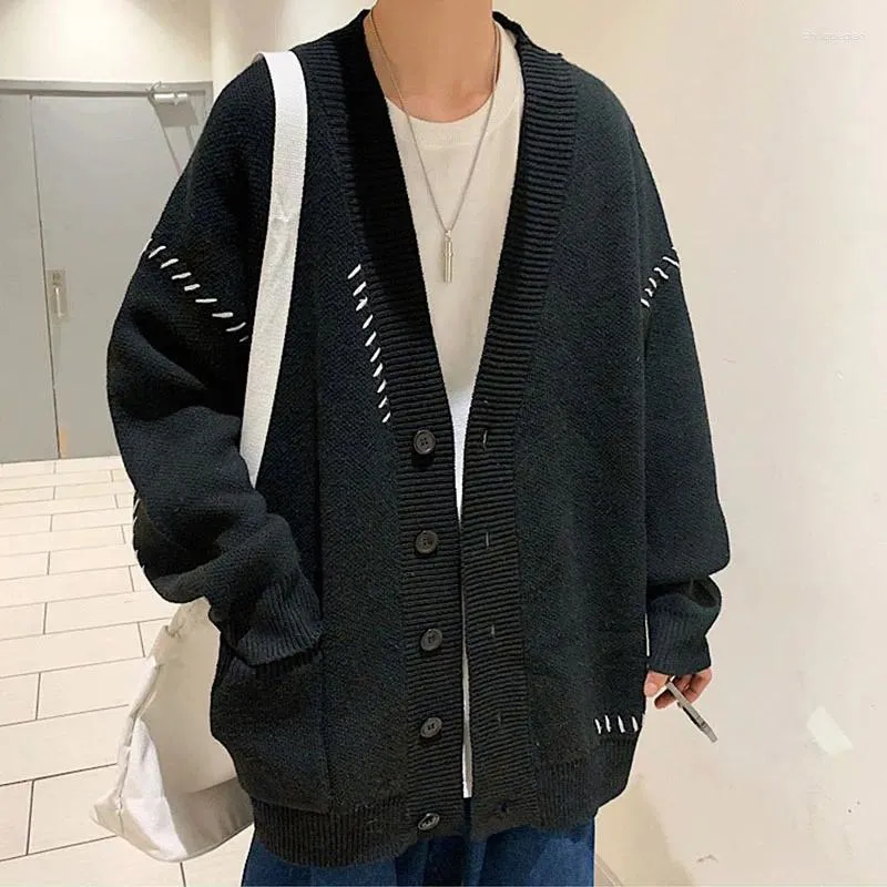 Men's Sweaters Cardigan Oversize Sweater Jacket Retro Large Size V-neck Knitted Cardigans Male Long Sleeves Single-breasted