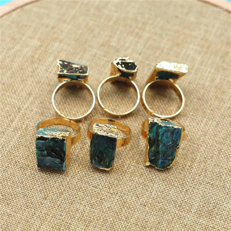 Bagues de mariage irrégulières Tourmaline noire E minerai gemme bleu cristal doigt pour femmes bijoux à la mode pierre naturelle or réglable