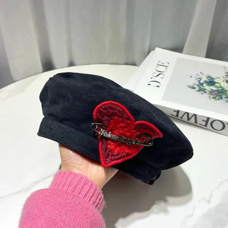 Bérets Y2K hiver pour femmes marque de luxe casquette décontractée rétro Punk Pin béret chapeau femme célébrité japonaise peintre sauvage Gorro 231025