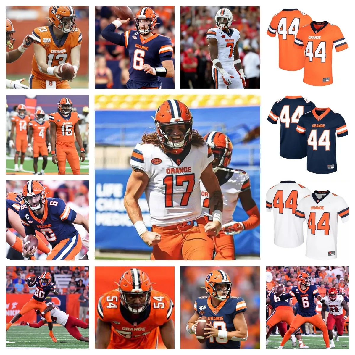 Syracuse Orange Football Jersey 14 Jeremiah Wilson 97 Belizaire Bassette 26 Aman Greenwood 90 Terry Lockett 50 J'Onre Reed 19 Cornell Perry 7 Stefon Thompson