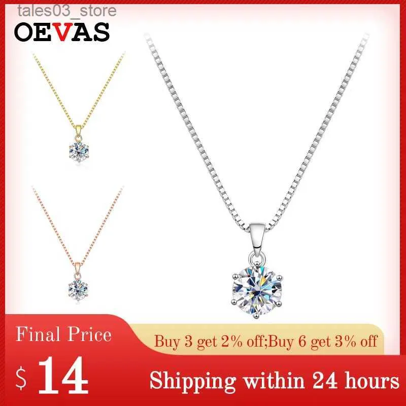 Pendentif Colliers OEVAS 1 véritable collier Moissanite pour femmes de haute qualité % 925 en argent Sterling fête de mariage bijoux fins Q231026