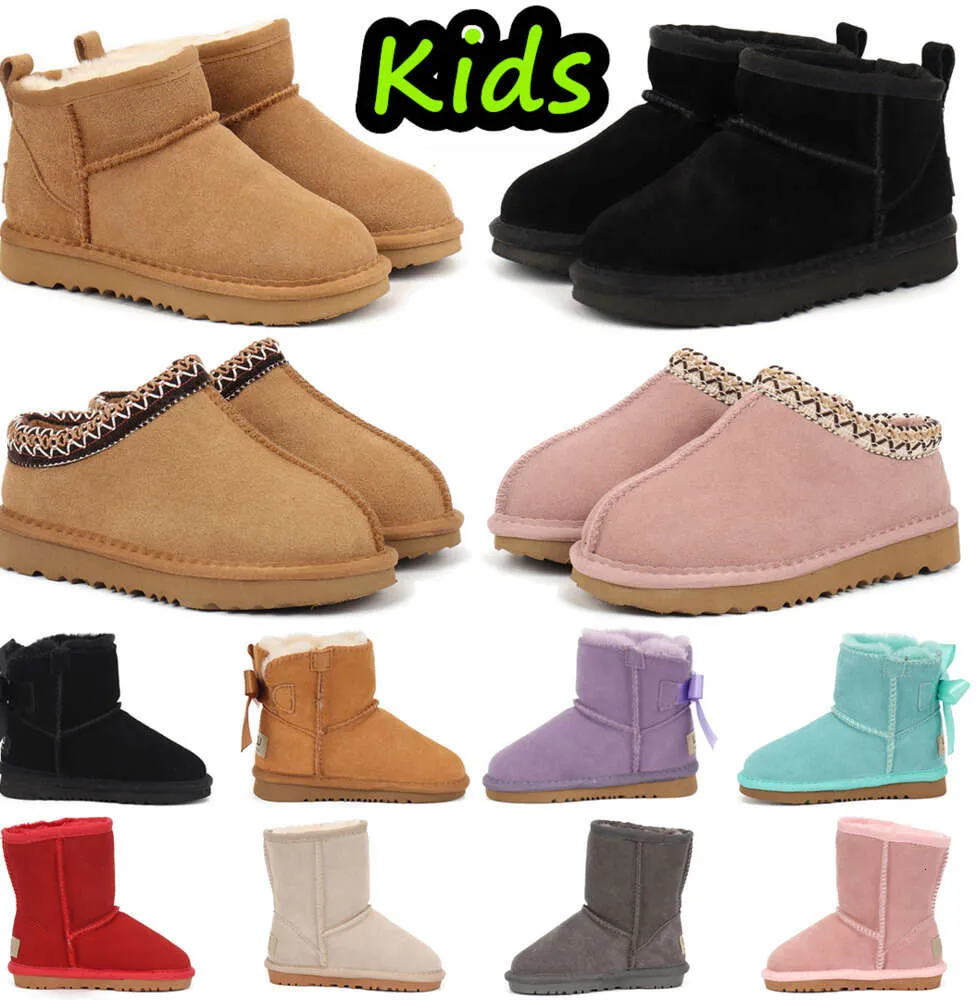 Kids Boots Kid Tasman Slippers Australia Children Snow Boot Winter Toddler Classic Ultra Mini Boys Booties Child Fur kid for Girls Baby with Bows tav3