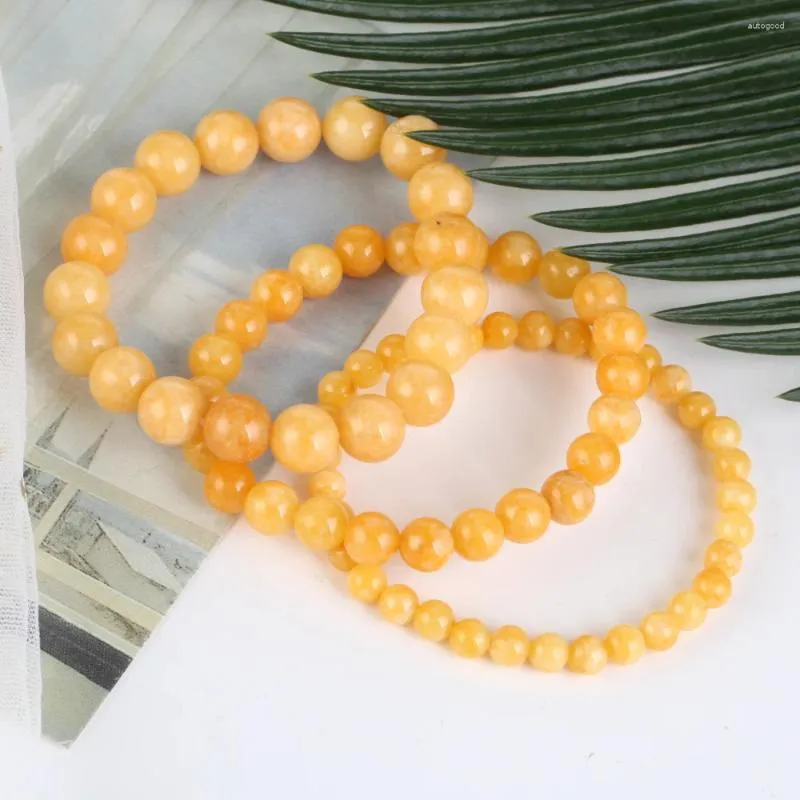 STONE BEAD BRACELET 6 MM W/CHARMS - YELLOW JADE STONE BEAD BRACELET 6 MM W/CHARMS - YELLOW JADE