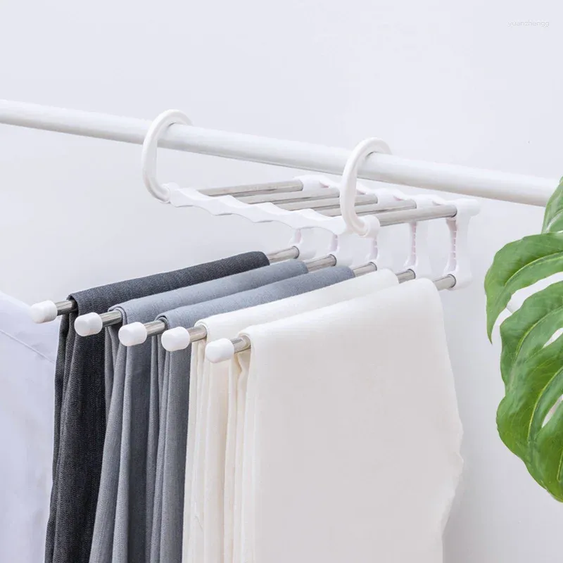 Hangers Broekrek Multifunctionele magische broek Roestvrij staal Opvouwbare stropdashanger Planken Closet Organizer