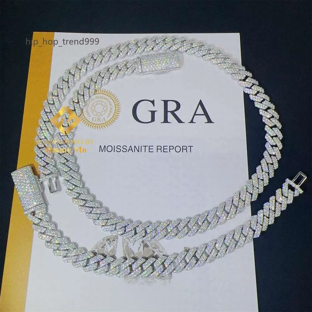 Meilleure vente 8mm deux rangées glacé homme Hip Hop bijoux GRA certificats passer diamant testeur VVS1 Moissanite chaîne à maillons cubains hommes