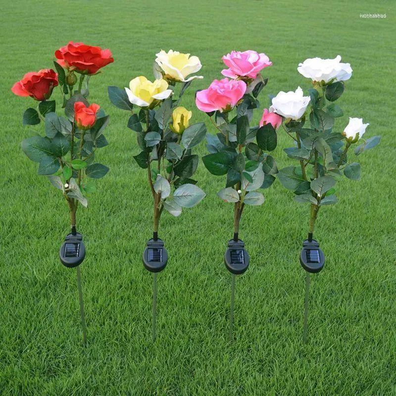 أضواء الليل 69HC عيد الحب حديقة الطاقة الشمسية Rose 3 عبوة مقاومة للماء مع 6 الورود